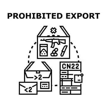 Illegal goods export regulation and customs control concept Stock Illustration