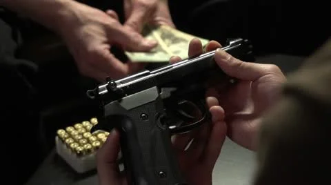 Illegal gun trade between two men Video stock 22376948