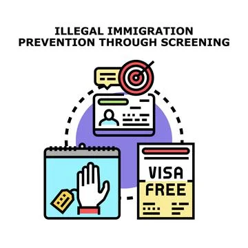 Illegal immigration prevention through rigorous border screening procedures Stock Illustration