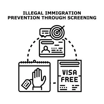 Illegal immigration prevention through rigorous border screening procedures 스톡 일러스트