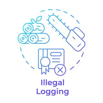 Illegal logging blue gradient concept icon Stock Illustration