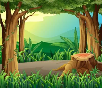 An illegal logging at the forest Stock Illustration