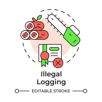 Illegal logging multi color concept icon Stock Illustration