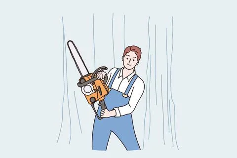 Illegal logging, sawmill concept. Stock Illustration