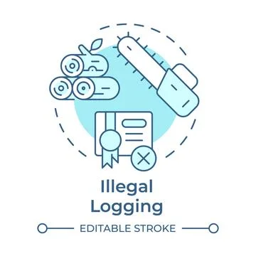 Illegal logging soft blue concept icon Stock Illustration