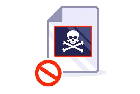 Illegal pirate paper document. pirated content. Illustrazione stock