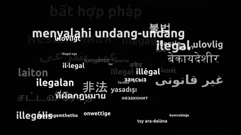 Illegal Translated in 47 Worldwide Languages Endless Looping 3d Zooming Wordc Video stock 145200583