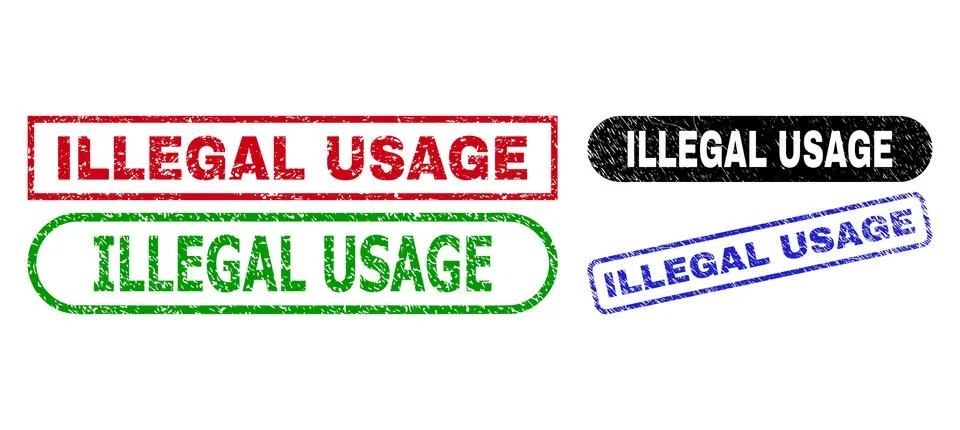 ILLEGAL USAGE Rectangle Stamp Seals Using Unclean Texture Illustration