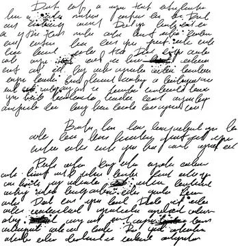 Illegible script. Poetry unreadable text. Illustrazione stock