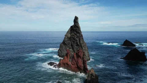 Illheus da rib rock formations on the cliff coast of ribeira da janela, madeira, Stock Footage 246745144