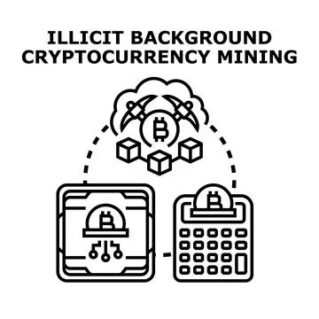 Illicit background cryptocurrency mining concept exploiting computer resource Illustrazione stock