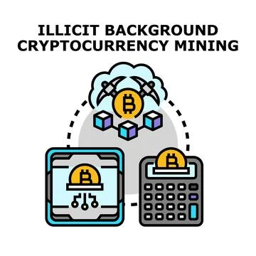 Illicit background cryptocurrency mining concept exploiting computer resource Stock-Illustration