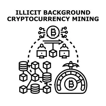 Illicit background cryptocurrency mining concept illustration Stockillustratie
