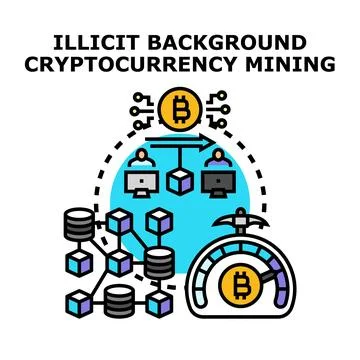 Illicit background cryptocurrency mining concept illustration Stock Illustration