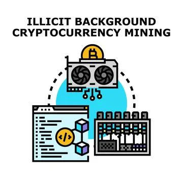 Illicit background cryptocurrency mining vector illustration Stock Illustration