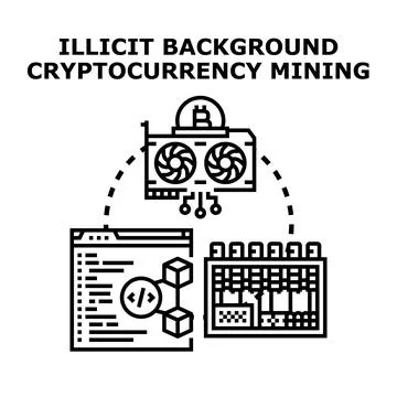 Illicit background cryptocurrency mining vector illustration Ilustración de archivo