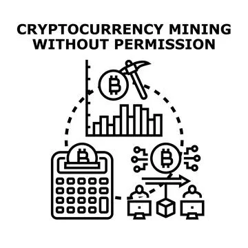 Illicit cryptocurrency mining without permission concept Stock Illustration