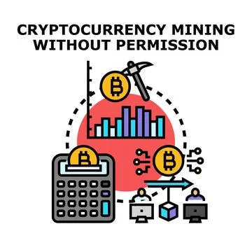 Illicit cryptocurrency mining without permission concept Stockillustratie