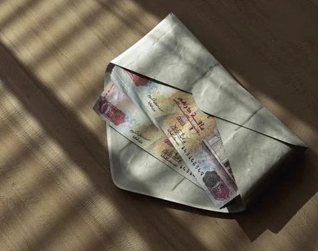 Illicit Dirham Banknotes In Envelope Stock Photos