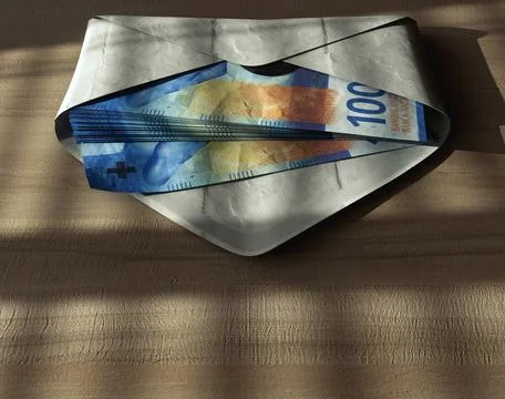 Illicit Franc Banknotes In Envelope Stock Photos