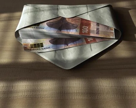 Illicit Kroner Banknotes In Envelope Stock Photos