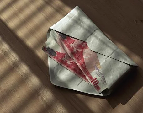 Illicit Lira Banknotes In Envelope Stock Photos