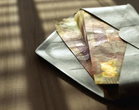 Illicit Rand Banknotes In Envelope Stock Photos