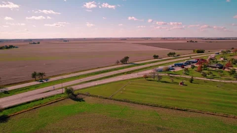 Illini Prairie rest stop Northbound area in Tolono, Illinois, USA_aerial Stock Footage 255931410