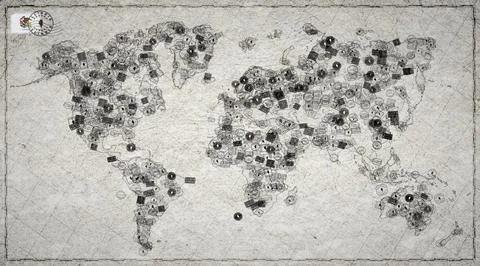 Illinois Aurora Stamp World Map Stock Illustration