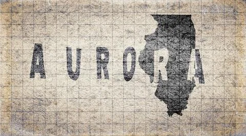 Illinois Aurora Typography Map Stock Illustration