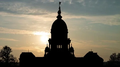 Illinois capitol building in Springfield, Time Lapse at Sunrise Stock Footage 287735648
