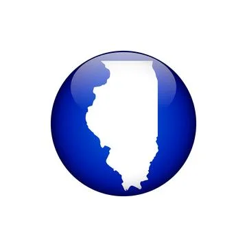Illinois Circle Button States of US Map Icon Vector Template Illustration D.. 스톡 일러스트