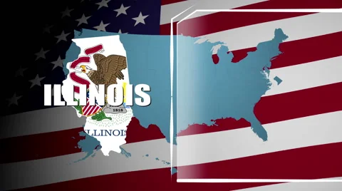 Illinois Countered Flag and Information Panel Stock Footage 66772386