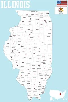 Illinois county map Stock Illustration