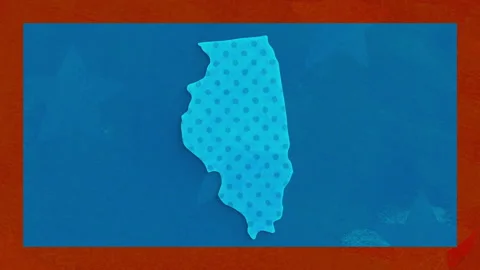 Illinois Election Map Animation on Blue Background Stock Footage 347569868