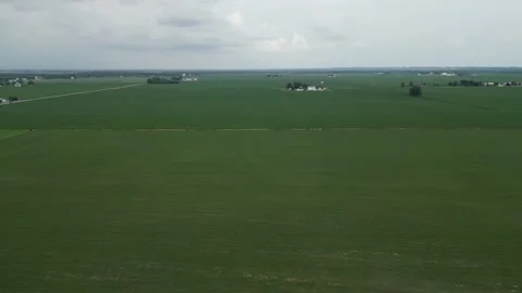 Illinois Farm Fields  Slow Flyover Horizontal Stock Footage 247339734