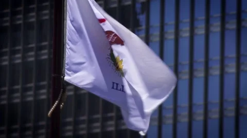 Illinois flag blowing in wind Stock Footage 78647649