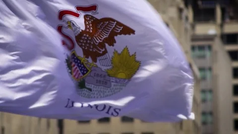Illinois flag close up blowing in the wind Stock Footage 78646867
