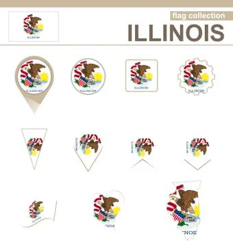 Illinois Flag Collection Stock Illustration