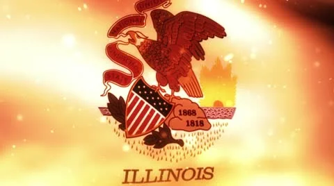 Illinois   flag on fire Video stock 11212971