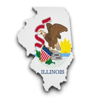 Illinois flag map shape Stock Illustration