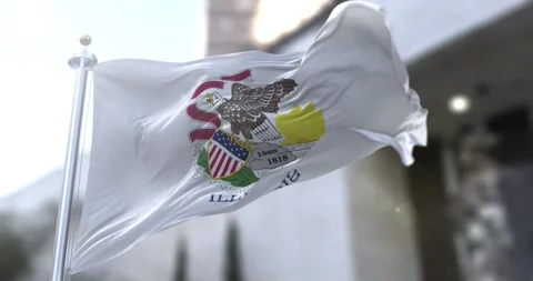 Illinois flag waving-seamless-loop-4k-60fps Stock Footage 344976358