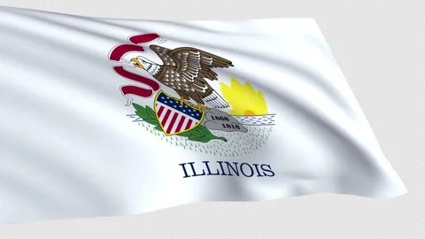 Illinois flag waving on a transparent background Stock Footage 323640450