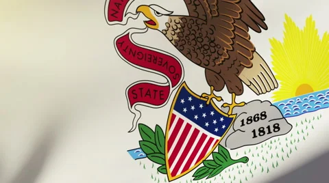 Illinois flag waving in the wind. Looping sun rises style.  Animation loop Video stock 48164221