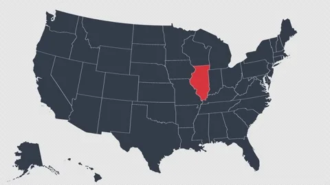 Illinois Flashing Red on US Election Map Animation Seamless Loop Alpha 4K 스톡 동영상 341306847
