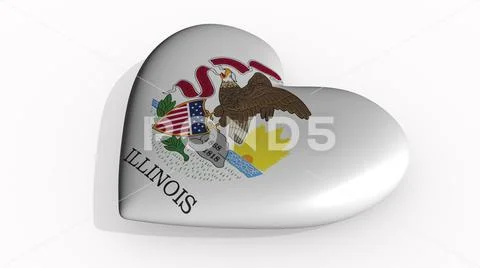 Illinois heart beats and casts shadow, 3d rendering Stock Illustration