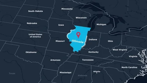 Illinois Map Animation Locator Zoom 4K Motion Graphic Stock Footage 342271076