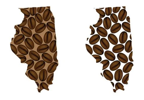 Illinois -  map of coffee bean Stock Illustration