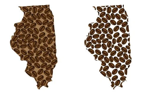 Illinois -  map of coffee bean Stock Illustration