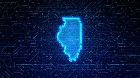 Illinois Map Digital Technology Opener 스톡 동영상 335475623
